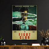 Fight Club movie poster by Dripster featuring a torn paper design with the main character smoking a cigarette